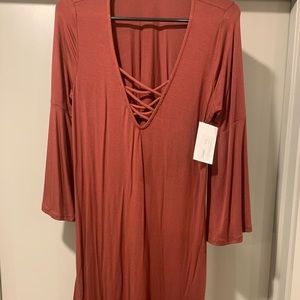 NWT wine colored dress with embellished sleeves